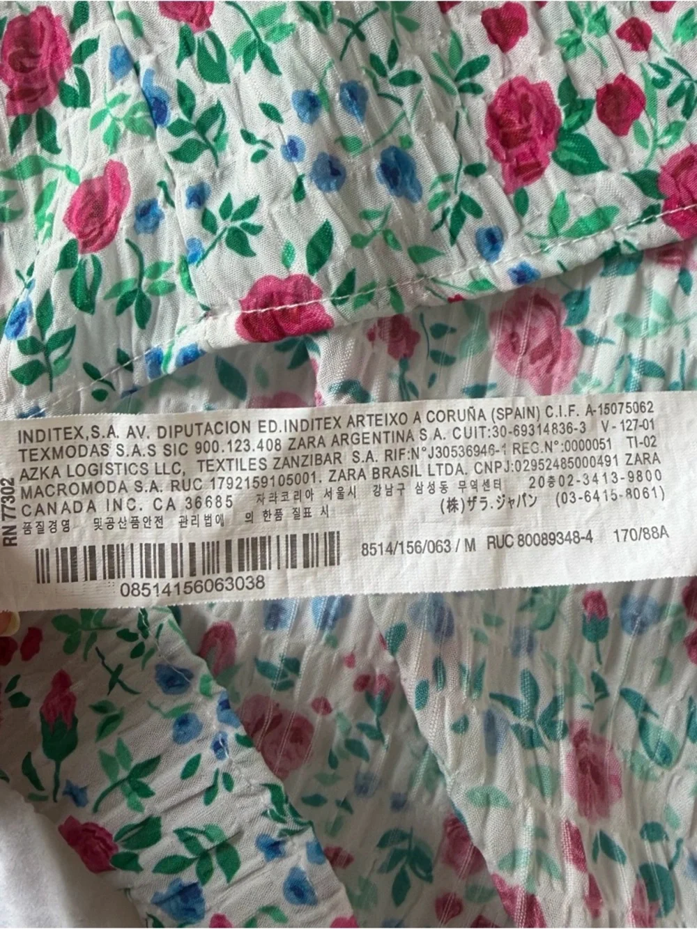 Zara floral print button down puff sleeve top blouse